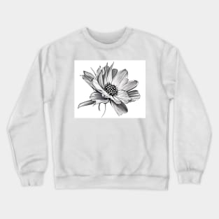 Black & White Digital Flower Drawing Crewneck Sweatshirt